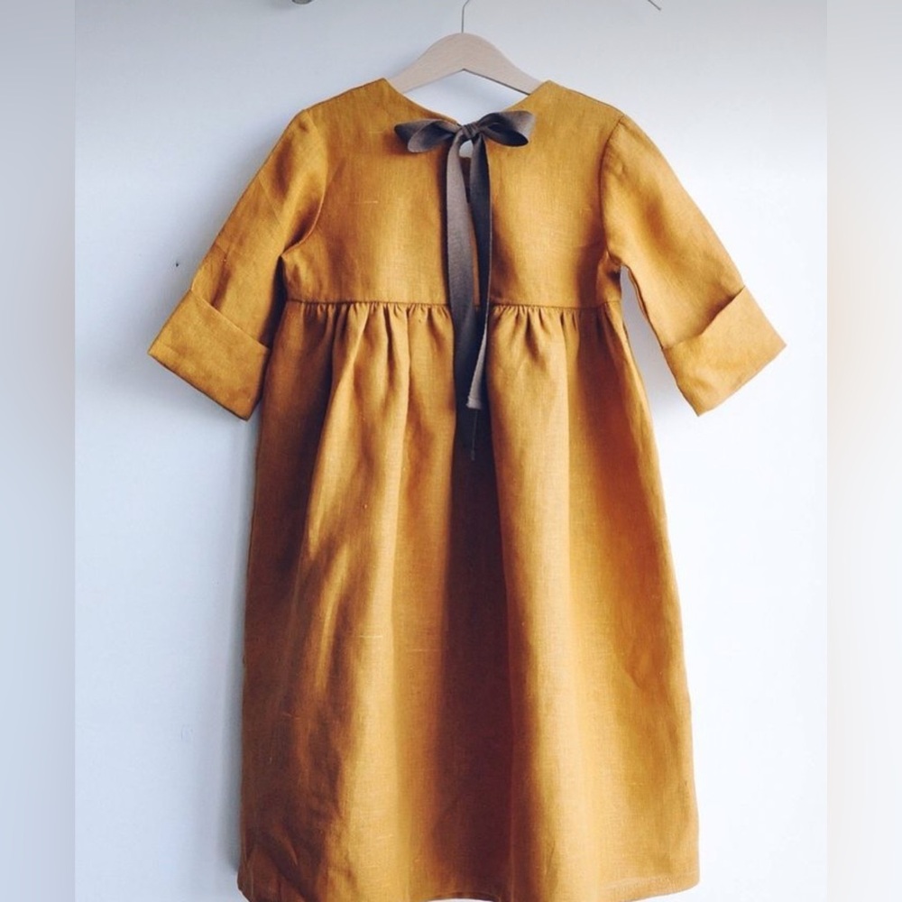 OMOLOKO  Small Shop On Etsy  Handmade Linen Mustard Yellow Dress NWT